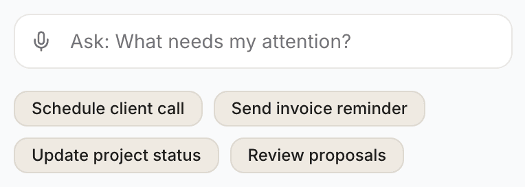 AI composer with quick actions for project management