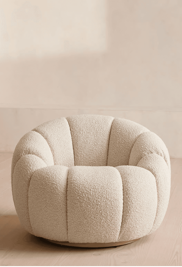 Boucle lounge chair with approved status for interior design procurement